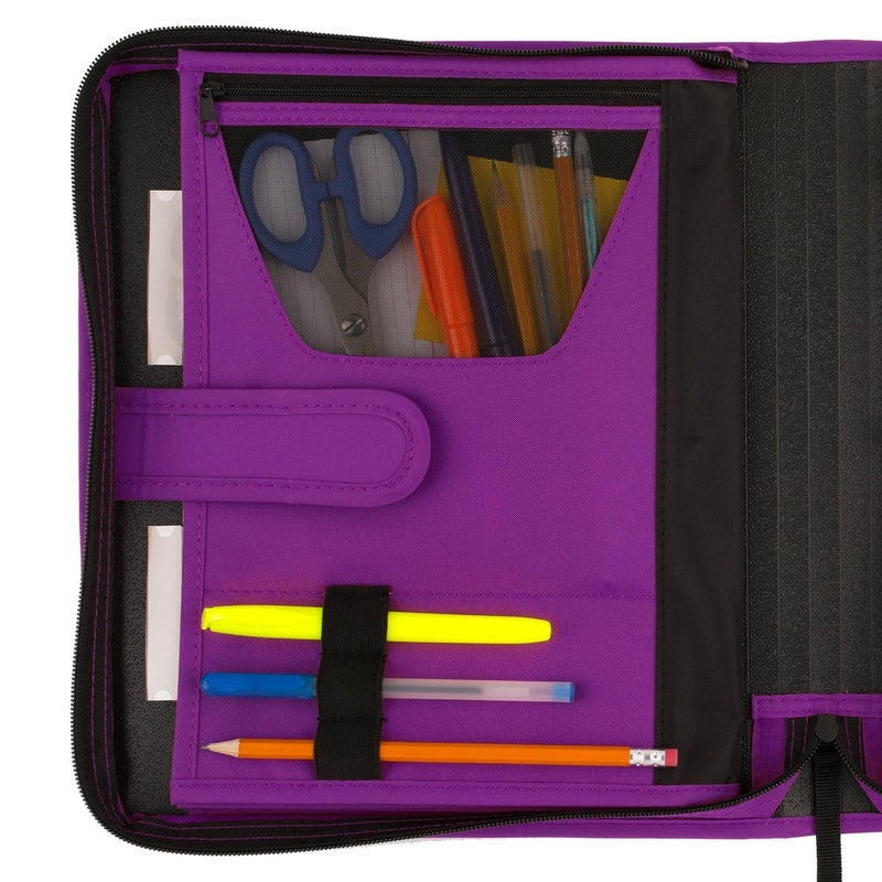 Five Star Zipper Binder, 1-1/2 Inch 3-Ring Binder for School, 3 Pocket Expanding File, 500 Sheet Capacity, Purple (72532) - Image 4